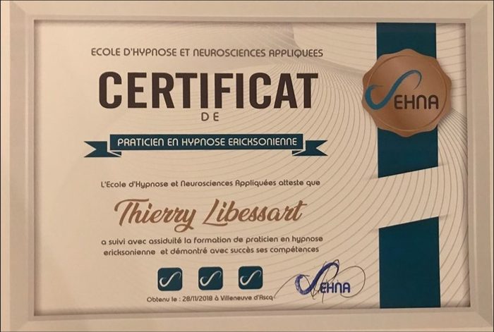 Certificat de praticien en hypnose ericksonienne, École d'Hypnose et Neurosciences Appliquées